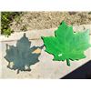 Image 1 : 2 Large Wooden Maple Leafs (Light Green Maple Leaf is 34 1/2 High x 36 Wide)