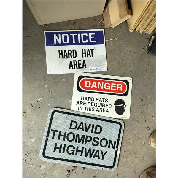 3 Metal Signs, David Thompson Highway Sign 17 1/2 Wide x 12 Inches High