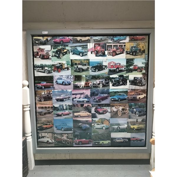 Large Car Photograph Collage with Wooden Custom Frame 64 Wide x 64 1/2 High
