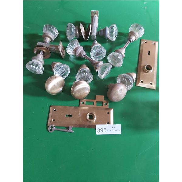 Assortment of Glass & Brass Door Knobs