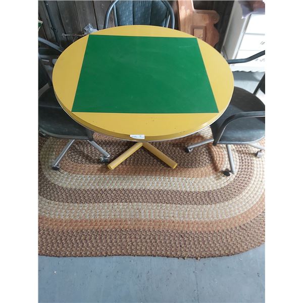 Vintage Round Table in John Deere Colours & 3 Chairs  42 in Diameter & 29 High