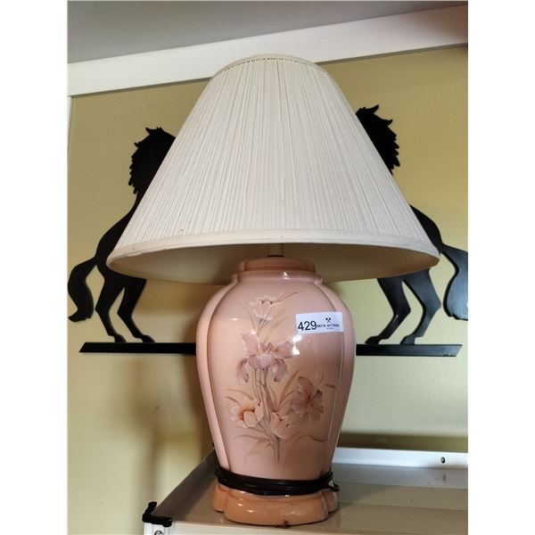 Pink Porcelain Ornate Lamp 26 High