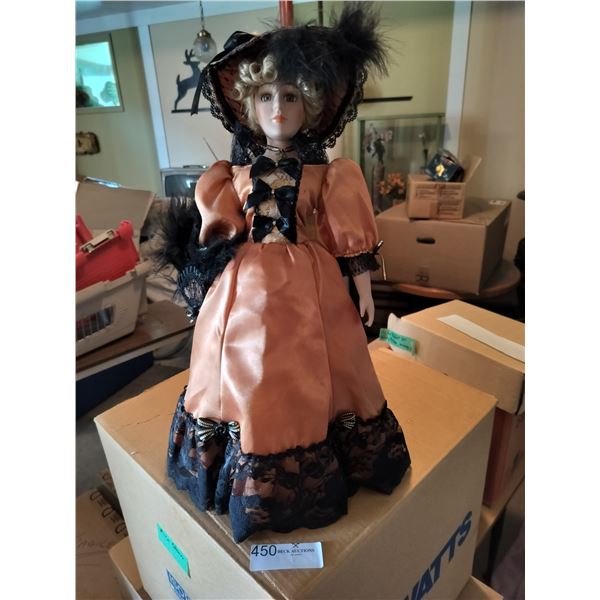 Porcelain Doll in Peach Dress