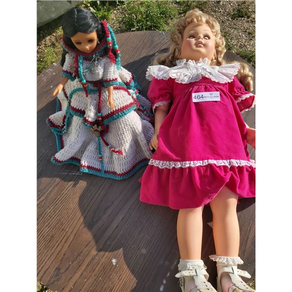 2 Vintage Dolls.  Larger One Looks Like She is Walking When you hold Her Hand and Walk Beside