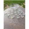 Image 1 : Glass Punch Bowl, 16 Cups, 11 Hooks & Ladle