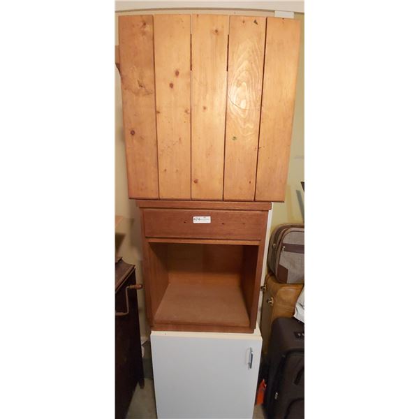 End Table with Drawer (no Hardware),  White Storage Cabinet & Collapsable Wooden Table