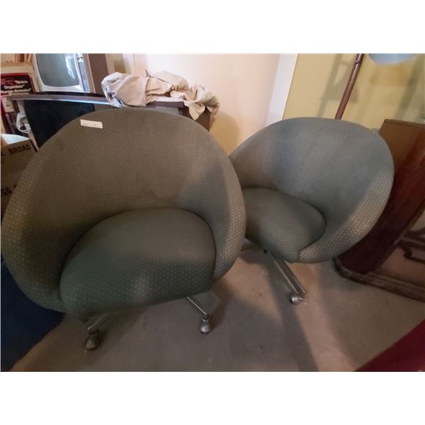 5 Cushioned Bucket Chairs On Wheels (Some Stains)