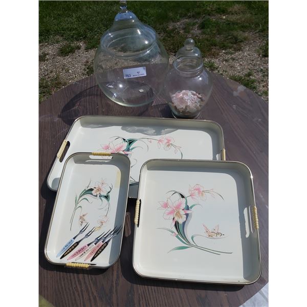 2 Glass Terrerariums and Tray Assortment