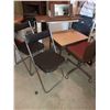 Image 1 : Vintage School Desk, Office Chair, 2 Folding Chairs & Vanity Desk on Wheels