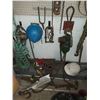 Image 2 : Large Assortment of Metal Tools & Supplies, Come-a-Longs, Chains, Hooks & More