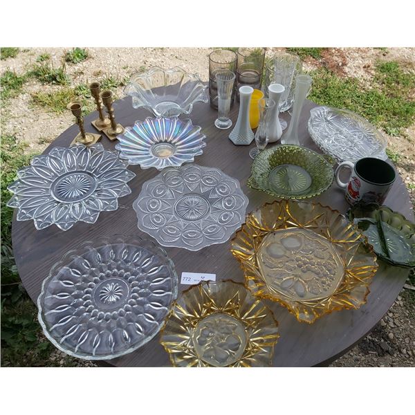 Assortment of Glassware including Milk Glass, Coloured Glass & More