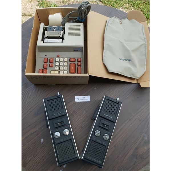 2 Realistic Citizen Band Tranceivers (No Power Cord) & Victor Adding Machine (Missing Parts)