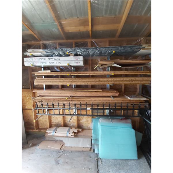 Large Assortment of Various Hardwood Flooring and 4 Iron Lattice Fence Toppers