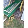 Image 2 : John Deere Coloured Wooden Wagon with Iron Wheels  36 Wide x 105 Long x 32 1/2 High