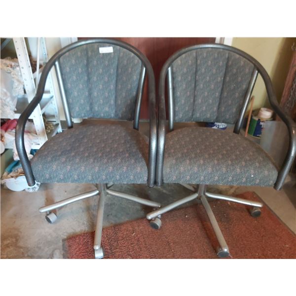 6 Upholstered & Metal Armchairs on Wheels 22 Wide x 25 Deep x 33 High