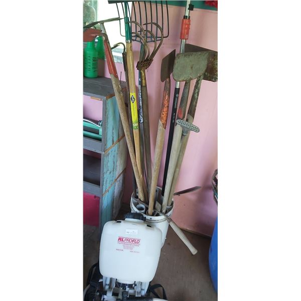 Assorted Garden Toold with RL-Pro Flo Back Pack Sprayer