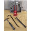 Image 1 : Motomaster 4 Ton Capacity Jack Model # 09-1004-8, With Crowbars & Hammer