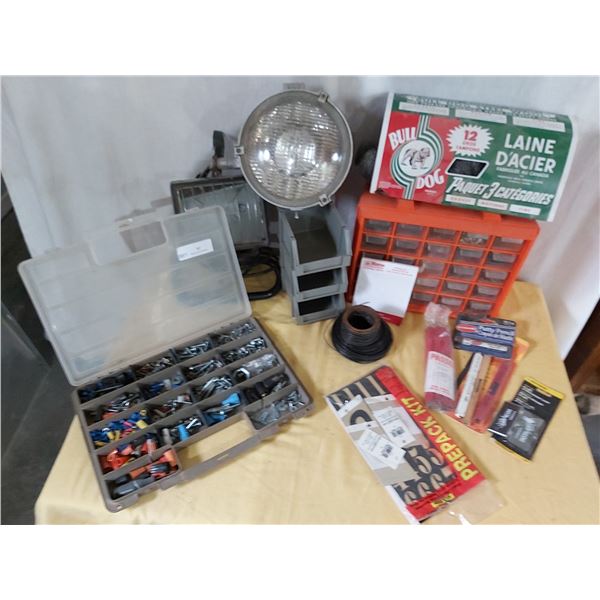 Tool Caddies, 2 Shop Lights, Steel Wool, Wire Spools & More