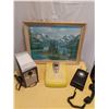 Image 1 : Framed Picture, Rotary Telephone, Shower Curtain, Markel Heater
