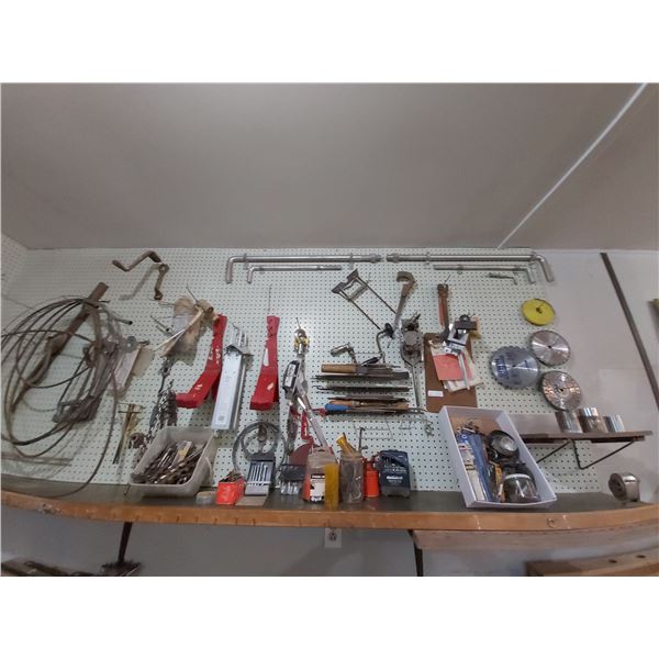 Wall Of Shop Supplies, Tools, Saw Blades & More