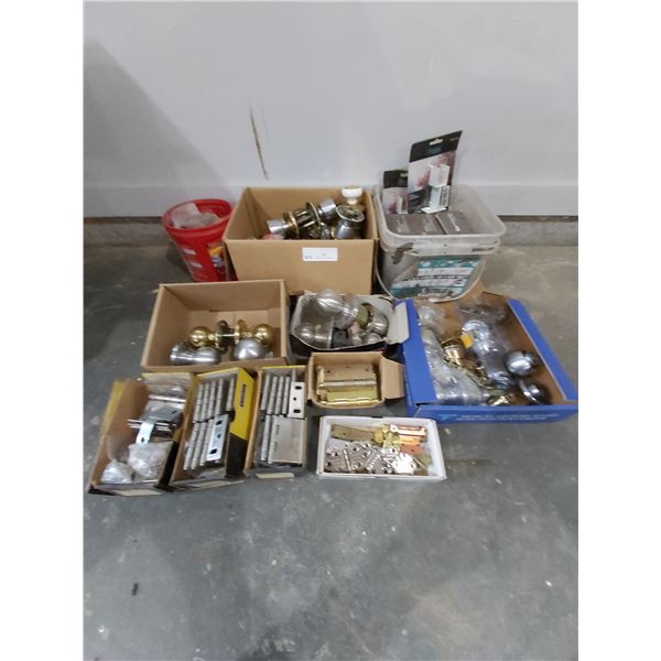 Large Assortmnet of Door Knobs & Hinges, Composite Decking Universal Fastener & More