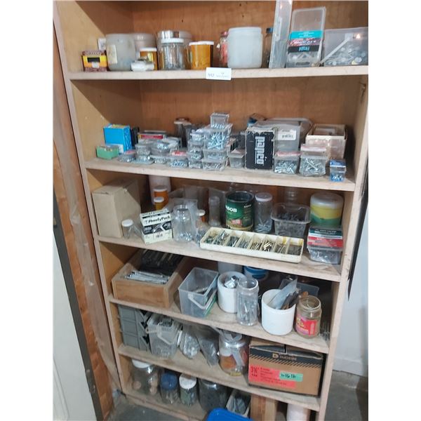 Shelf full of Assorted Hardware (Please Bring Boxes to package up) (Shelf not Included)
