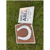 Image 1 : Horseshoe Sign 30x30 And Hard Hat Area Wooden 24x24