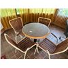 Image 1 : Table With 4 Wooden Slat Chairs Table 30 In Diameter x 30 High