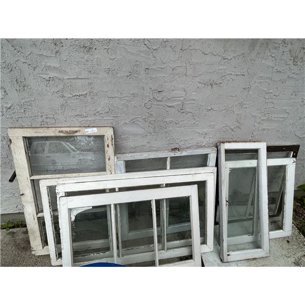 Assorted Wooden Framed Windows Various Sizes