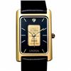 Men's 1 gram 24K Gold Ingot Credit Suisse Grain Leather Band Watch (Black)