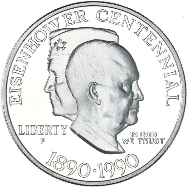 1990 P Eisenhower Centennial Proof Commemorative 90% Silver Dollar US Coin