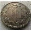 Image 2 : 1867 Three Cent Piece F Fine Nickel 3c