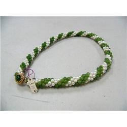 14" Long 14ct. Gold & Pearl & Jade Necklace, Price on it is $380.00