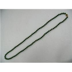 36" Jade Bead Necklace w/ 14ct. Gold Clasp