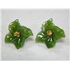 Image 1 : Pair of Jade & Gold Nugget Earrings