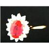 Image 1 : 14 K yellow gold lady's ring, Burmese Ruby approx. .75cts, full cut diamonds approx .14 cts replacem