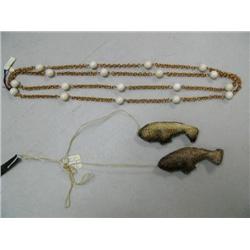 Lot of:  2 Necklaces with Ivory Beads, 2 Salmon Skin, 3 Baleen Necklaces wih Matching Earrings, and 