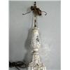 Image 1 : Lamp with White Porcelain Base made in France w/ gray flowers, gold and white trim