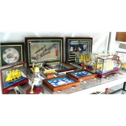 Lot of: 9 ships in bottle, 4 wood cased ship models, 2 Shadow Box Frame of Knots, 2 Shadow Box frame
