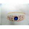 Image 1 : 14 K yellow gold lady's ring, sapphire approx. .15 cts, diamonds approx. .20 cts replacement cost $9