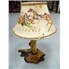 Image 1 : Fabulous Hand Painted on Cowhide Lamp and shade signed  Gregg Thorn 1992 "Stolen Ponies"