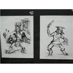 2 prints:  Tlingit "Chasing out the Spirit"  By Tresham Gregg, Shaman Healing a Woman  77/500 and Ta