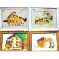 Lot of 4 Originals by Ruben Gains and Original oil by Kaufman