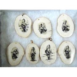 Lot of 7 Ivory Plachets by F. Miller