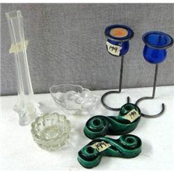 Lot of candlesticks and Glassware and vase