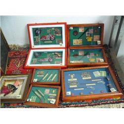 Lot of 8 framed motorcycle golf, baseball shadow boxes