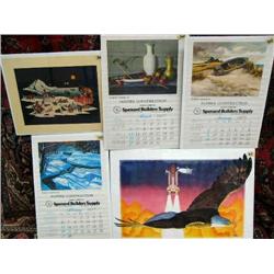 Lot of 5 pieces:  Eagle w/Shuttle in Background, Fur Rendevous-Heritage, 3 Calendars for Hopper Cons