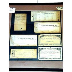 Framed Lot of: 5 Old Steamship Tickets 1870's, Pioneer, The Lewiston, The Regulator, The Spy, 2 spec