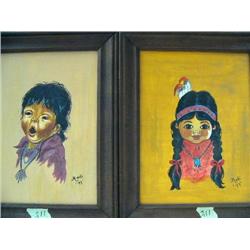2 Navajo Pictures of Children by Marti 1977