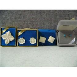 Lot of:  2 Pair of Ivory Earrings, 1 Ivory Pendant, 1 Pair of Arctic Ice Earrings
